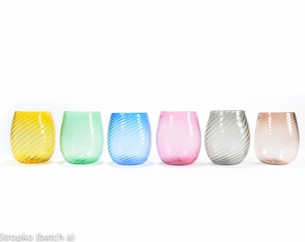 Set of 6 Handblown glass wine glasses made by glassmaker Jason Stropko