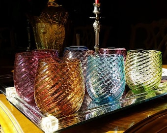 set of 6 Rainbow glasses handblown glass made by Jason Stropko