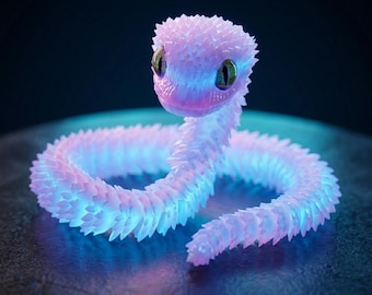 Luminous Articulated Snake Fidget Toy – Glow in the Dark 3D Printed Flexible Snake – Posable Desk Decor – Unique Gift Idea