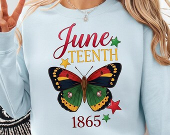 Juneteenth 1865 Butterfly PNG | Black Woman Sublimation Design | African American Pride Shirt PNG | Freedom Day Digital Download