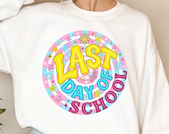 Striped Floral Last Day of School PNG, Class Dismissed Sublimation Design, Teacher Summer Shirt PNG, School’s Out Graphic
