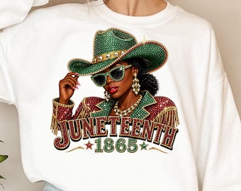 Juneteenth 1865 PNG Black Queen Rhinestone Cowboy Hat African American Pride Digital Download