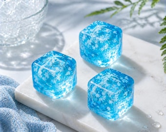 Snowflake Ice Cube Squishy Toy – Transparent Glitter Fidget, Slow Rising Stress Ball, Sensory Anxiety Relief Gift for Adults & Teens