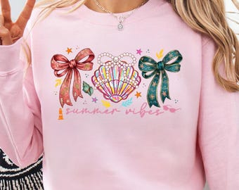 Preppy Summer PNG | Kokieteryjny wzór muszli | Neonowa estetyka retro plażowa | Sublimacja letnich wibracji do pobrania