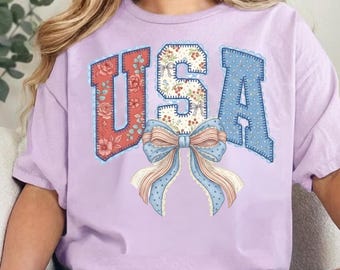 Koronkowa kokietka USA PNG | Delikatny wzór patriotycznej kokardy | Sublimacja flagi USA w stylu preppy | Pobieranie cyfrowe z okazji 4 lipca
