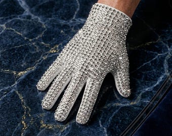 Michael Jackson hyllningshandske med strass | Broderad lapp 1958–2009 för cosplay och scenframträdanden