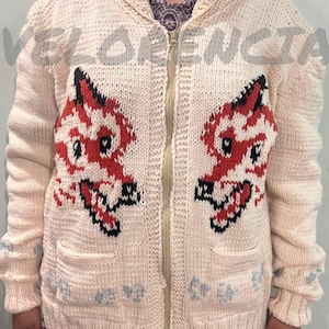 Hand Knit Mary Maxim Wolf Cardigan | Project Hail Mary Wool Sweater | ryan gosling Jacket