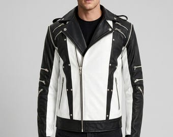 Pepsi-punkjack MJ Thriller | Michael Jackson zwart-wit leren kostuum | Halloween-cosplayoutfit