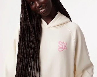 Salish Matter Sincerely Yours Crème hoodie | Fleecetrui met glanzende zak Streetwear