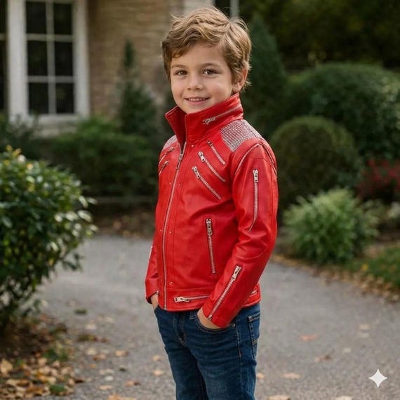 Kids Red MJ  Beat It Jacket | Faux or Real Leather Michael Jackson Costume