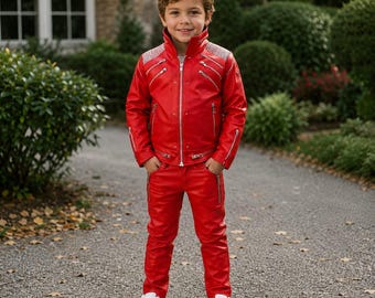 Kids Red MJ  Beat It Jacket | Faux or Real Leather Michael Jackson Costume