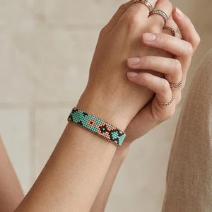Perlen Loom Armband, Unisex Indianer Stil Perlenstickerei, Minimalistische Perlen Manschette, Freundschaftsarmband Geschenk für Sie und Ihn