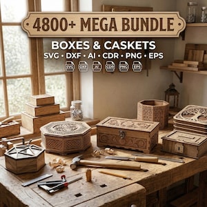 Paquete de más de 4800 cajas cortadas con láser / Descarga digital (svg, dxf, ai, cdr, png, eps)
