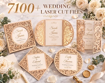 Más de 7100 archivos de invitaciones de boda para corte láser (svg, dxf, png, ai, eps, cdr) para uso comercial.