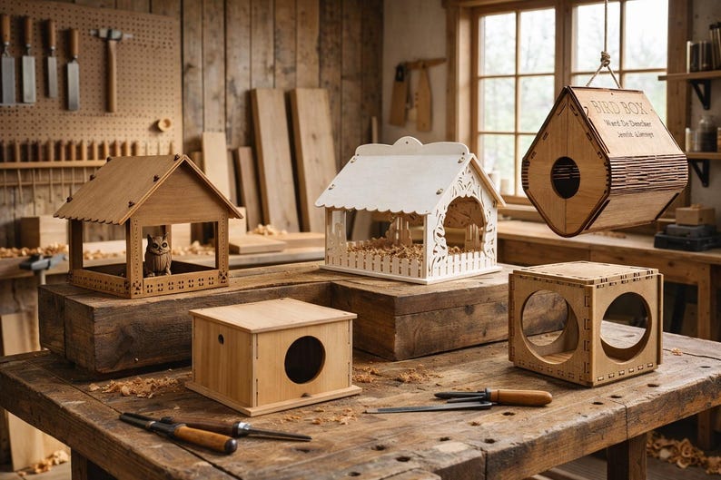 50+ Birdhouse Laser Cut Files | (digital Download - Svg, Dxf, Cdr, Ai ...