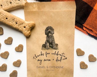 Custom Pet Wedding Favor Bags, Personalized Dog Treat Bags, Guest Snacks (Set of 25)