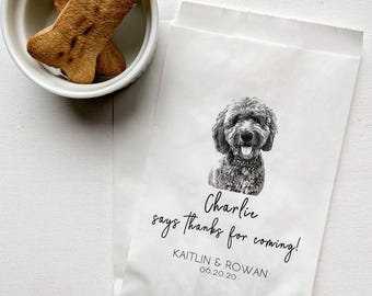 Custom Pet Wedding Favor Bags, Personalized Dog Treat Bags, Guest Favors, Set of 25