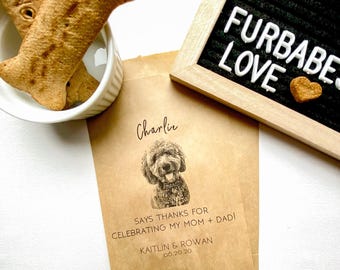 Custom Pet Wedding Bags, Personalized Treat Bags, Kraft Thank You Favors, Set of 25