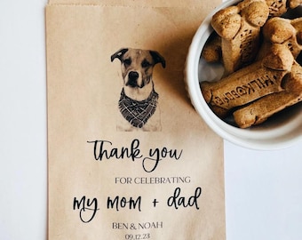 Custom Pet Wedding Favor Bags, Personalized Dog Treat Bags for Guests, Set of 25