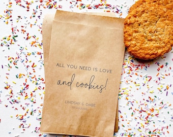 Personalized Kraft Wedding Favor Bags, Love is Sweet Candy Treats, Set of 25