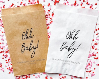 Personalized Oh Baby Favor Bags, Custom Wedding Dessert Table Treat Bags, Set of 25