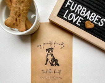 Custom Pet Wedding Favor Bags, Personalized Dog Treat Bags for Guests, Set of 25