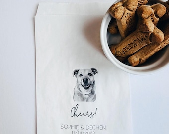 Custom Pet Wedding Favor Bags, Personalized Dog Treat Bags, Kraft Paper Favors, Set 25