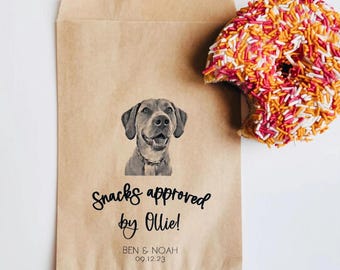 Custom Pet Wedding Favor Bags, Personalized Dog Treat Bags, Guest Snacks, Set of 25