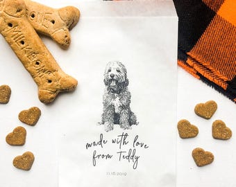Custom Pet Wedding Favor Bags, Personalized Dog Treat Bags for Guests, Set of 25