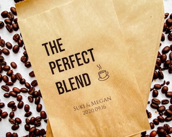 Personalized Coffee Wedding Favor Bags, Kraft Treat, Custom Coffee Bar Decor, Set of 25