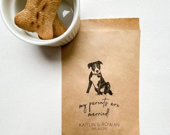 Custom Pet Wedding Favor Bags, Personalized Dog Treat Bags for Guests, Set of 25