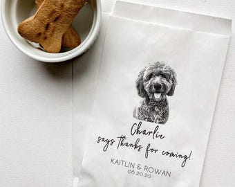 Custom Pet Wedding Favor, Personalized Dog Treat Bags, Guest Thank You Favors, 25 Bags