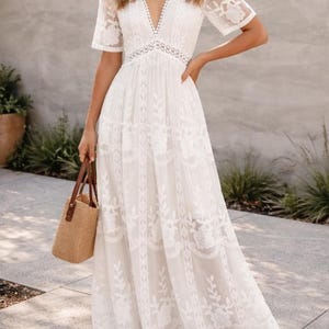 etsy white lace dress White Vintage Lace Dresses
