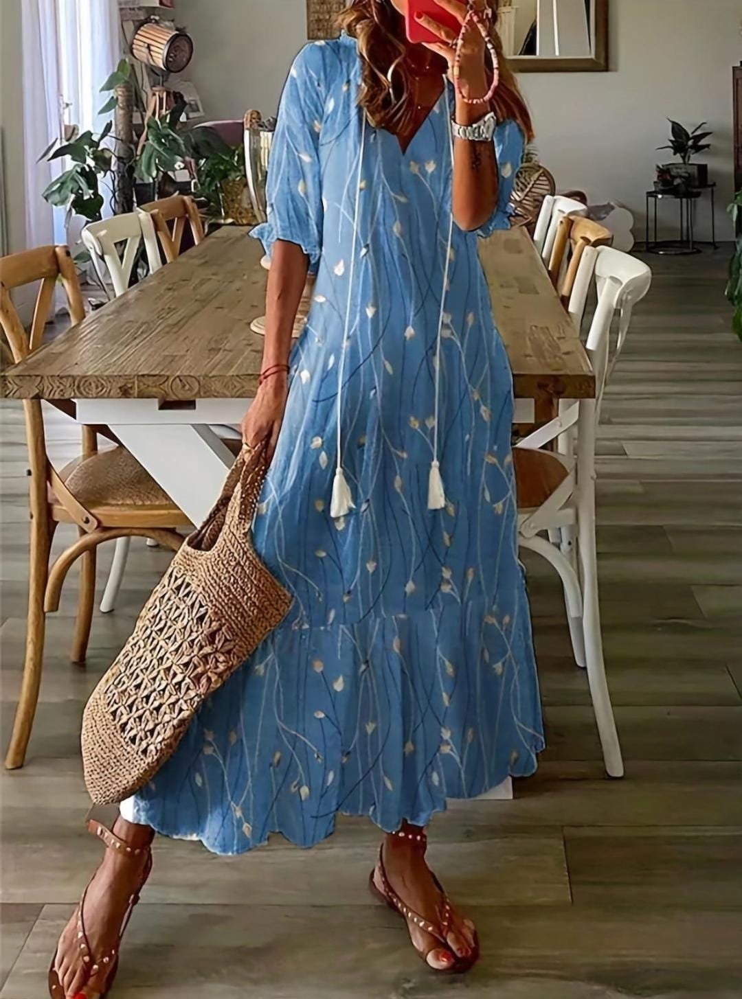 Whimsical Light Blue Floral Dress - Etsy Whimsical Light Blue Floral Dress - Etsy