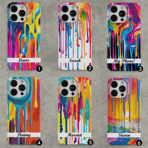 Capa de celular personalizada com tinta brilhante pingando - Presente personalizado para ele/ela - Presente de aniversário - iPhone 11 12 13 14 7 8, Samsung Galaxy S21 S22