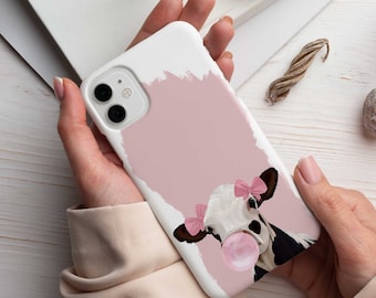 Funda para teléfono Girly Cow, funda Girly Cow para iPhone 14, 13, 12, 11 Pro, XR, Samsung S21, S22, A12, A51, S20, funda para teléfono Samsung y iPhone - Todos los modelos