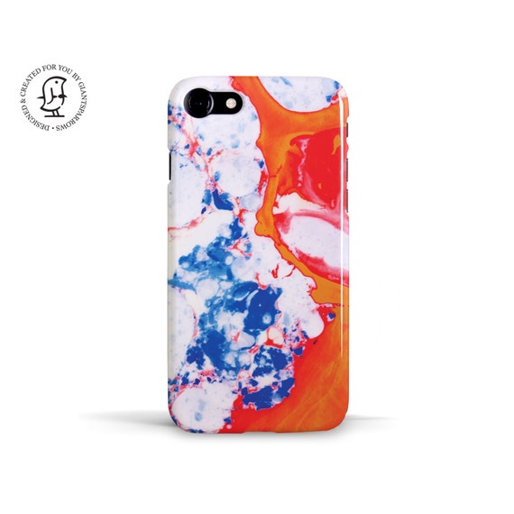 Bright American Orange Colour Pop Marbling Phone Case Iphone Etsy