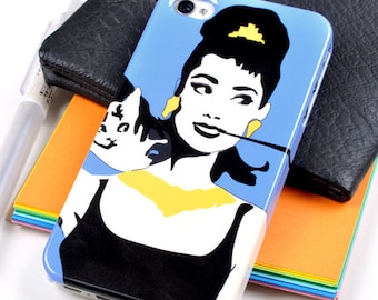Arte pop de Audrey Hepburn - Desayuno con diamantes - Imagen icónica de estrella de cine - Funda para Samsung y iPhone - Todos los modelos