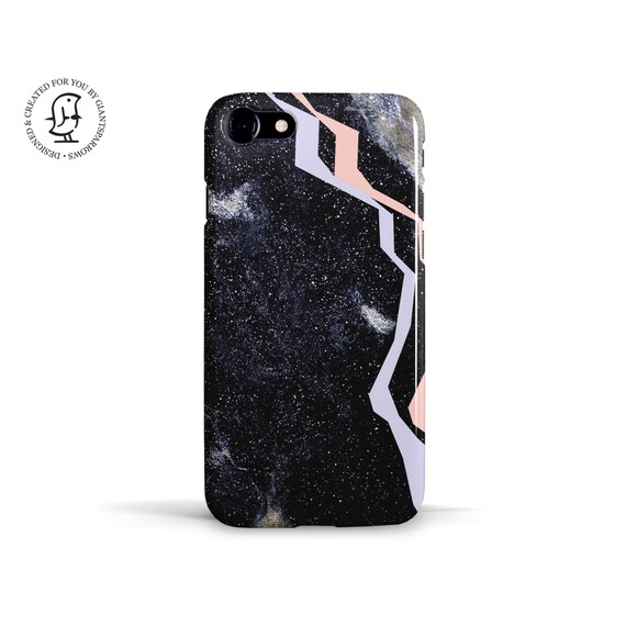 Black Marble Pink Lightening Flash Design Phone Case Sparkle Etsy