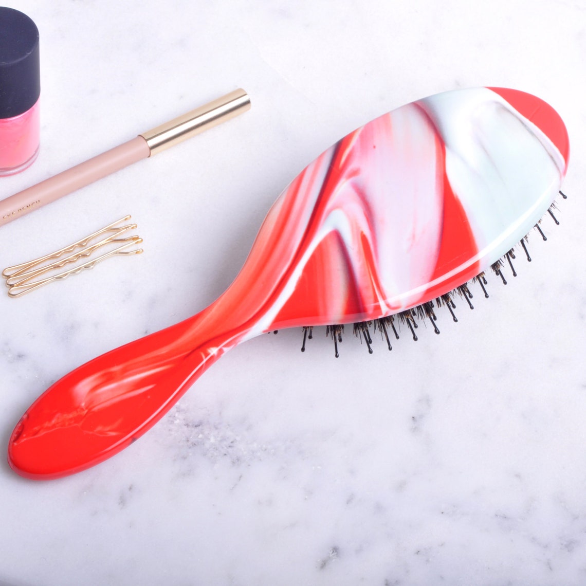 Download Personalised Hair Brush Bold Red Paint Swirl Design | Etsy