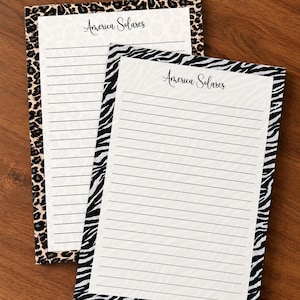 Personalized Leopard Zebra Animal Print Notepad Bundle 5 x 7 Lined