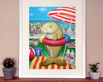 Lifes a Beach, Art Print ( framed or unframed ), Wall Hanging, Fantasy, Surrealist, Artwork