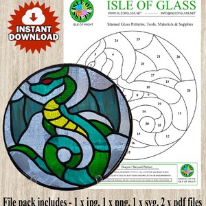 Stained Glass Pattern,  Dragon / Serpent, Instant download, Suncatcher, Window Ornament, DIY Art Tutorial, Homemade Decor