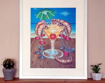 Prawn Cocktail, Art Print ( framed or unframed ), Wall Hanging, Fantasy, Surrealist, Artwork