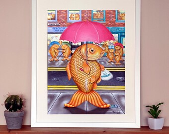 Pondland, Art Print ( framed or unframed ), Wall Hanging, Fantasy, Surrealist, Artwork