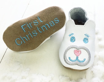 Personalised Polar Bear First Christmas Baby Shoes