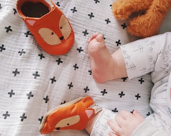 Personalised Fox Leather Baby Shoes