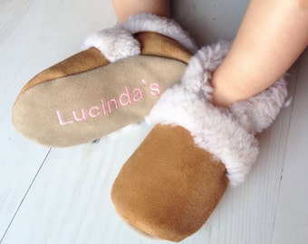 Sheepskin Slippers personalized for babies and children