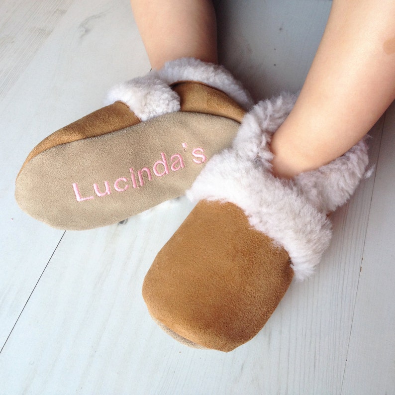 Sheepskin Slippers personalized for babies and children image 1