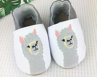 Personalised Alpaca White Baby Shoes